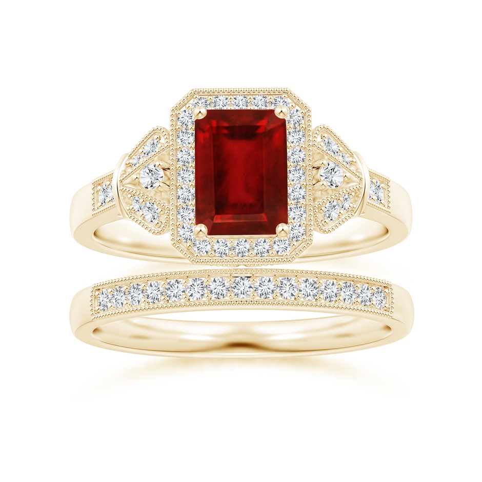 1.2mm GVS2 Aeon Vintage Style Diamond Half Eternity Wedding Band with Milgrain in Yellow Gold side-3