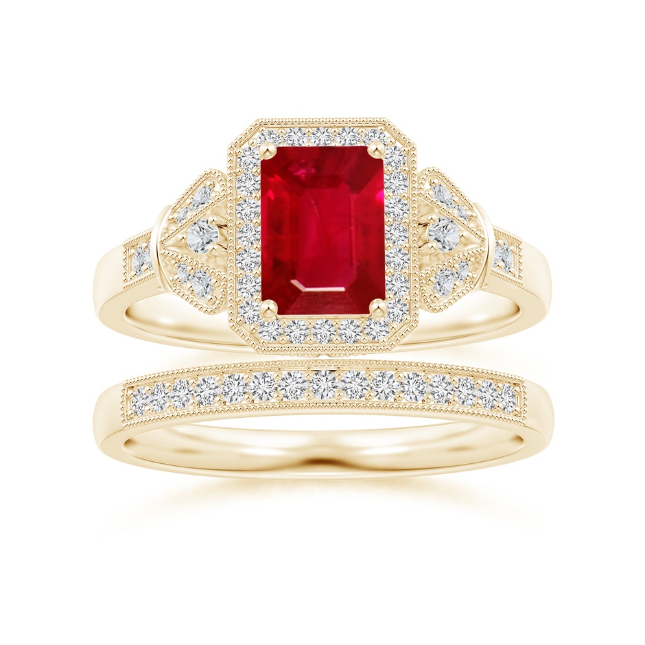 1.2mm HSI2 Aeon Vintage Style Diamond Half Eternity Wedding Band with Milgrain in Yellow Gold side-3