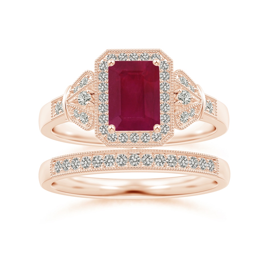 1.2mm KI3 Aeon Vintage Style Diamond Half Eternity Wedding Band with Milgrain in Rose Gold side-3