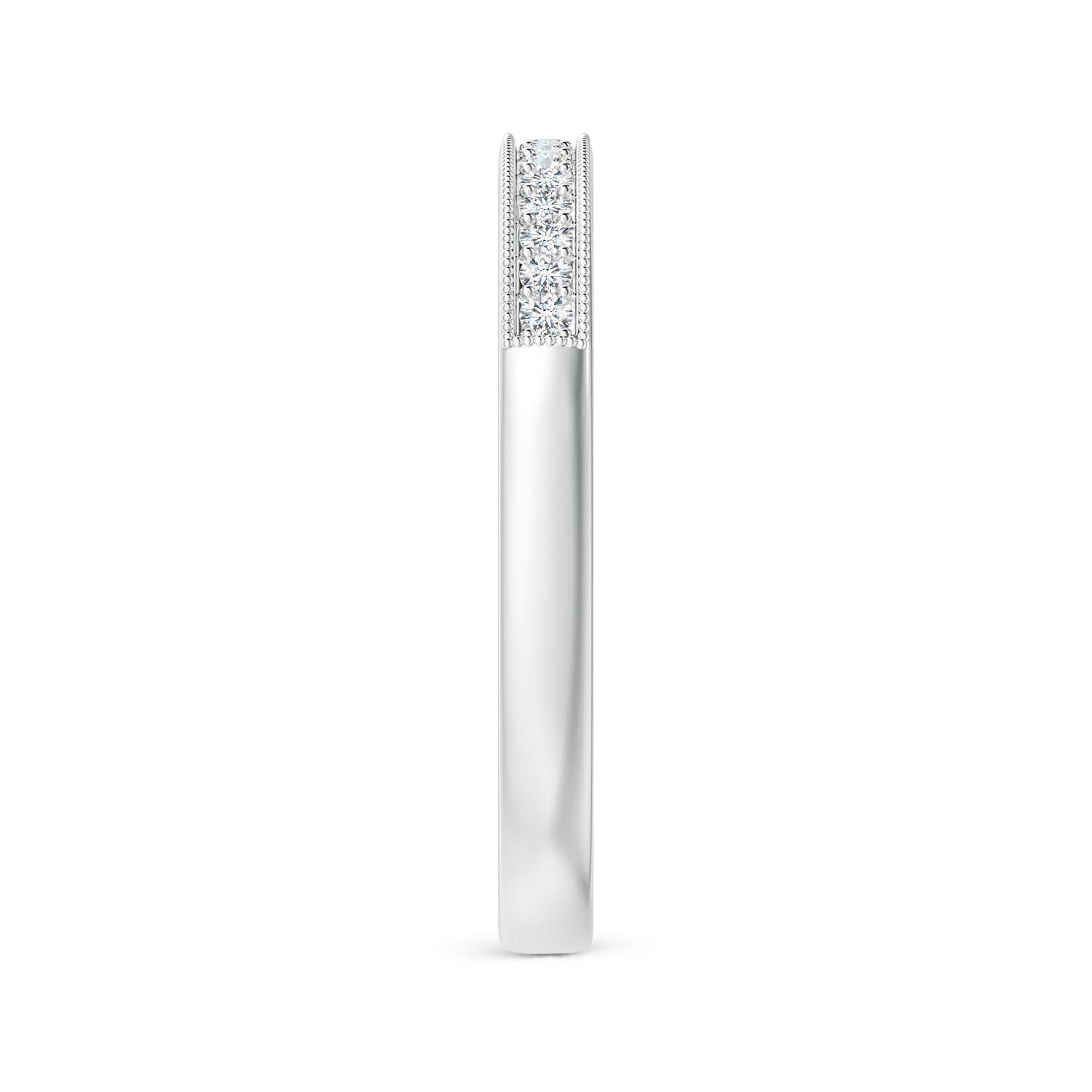 1.3mm GVS2 Aeon Vintage Style Diamond Half Eternity Wedding Band with Milgrain in 18K White Gold - side 3