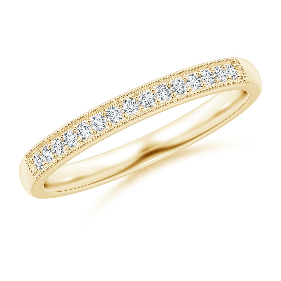 1.3mm GVS2 Aeon Vintage Style Diamond Half Eternity Wedding Band with Milgrain in 18K Yellow Gold 