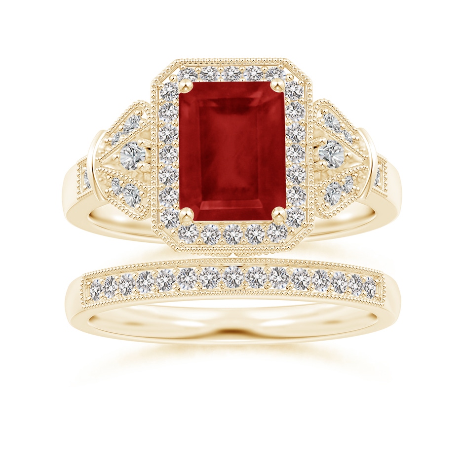1.3mm IJI1I2 Aeon Vintage Style Diamond Half Eternity Wedding Band with Milgrain in Yellow Gold side-3