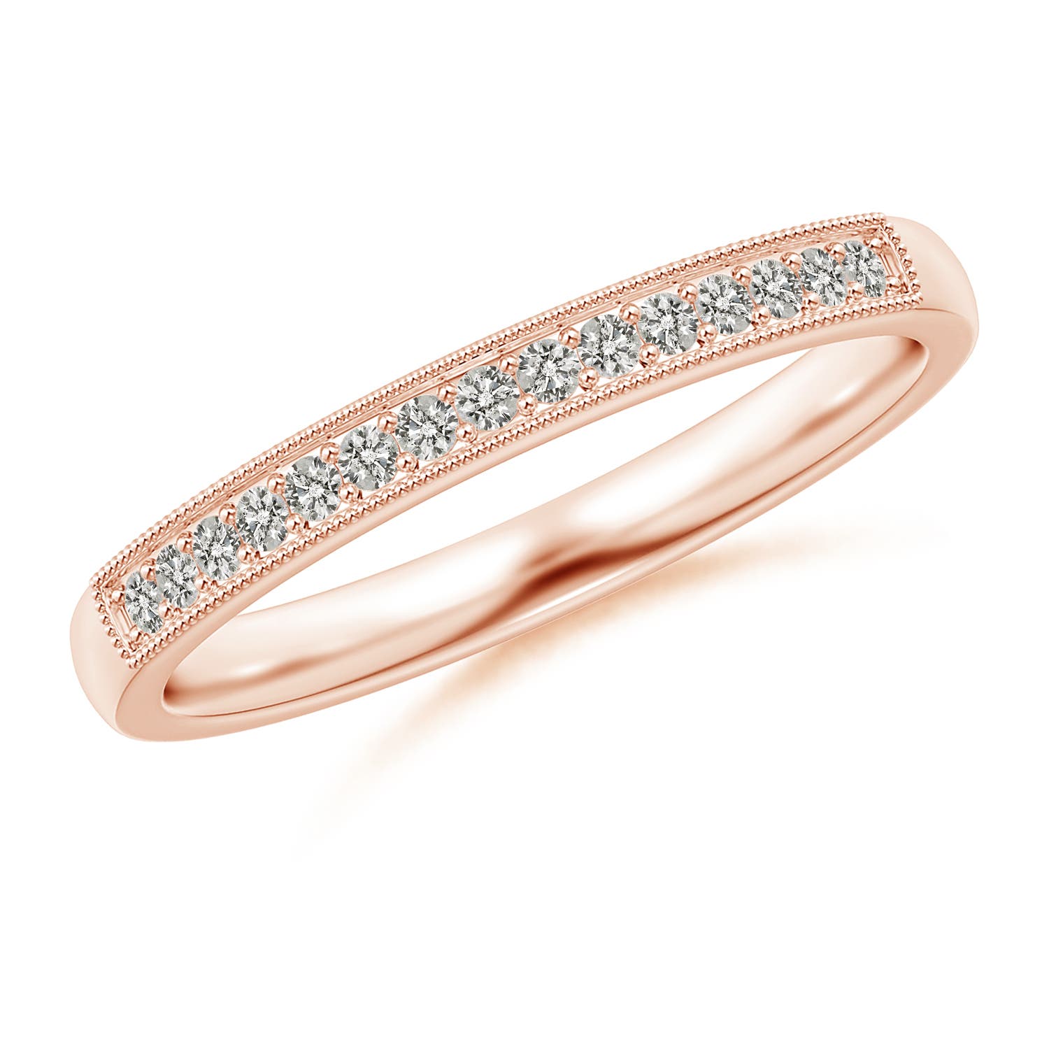 1.3mm KI3 Aeon Vintage Style Diamond Half Eternity Wedding Band with Milgrain in 18CT Rose Gold