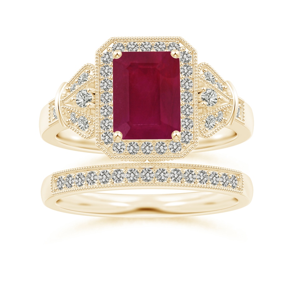 1.3mm KI3 Aeon Vintage Style Diamond Half Eternity Wedding Band with Milgrain in Yellow Gold side-3