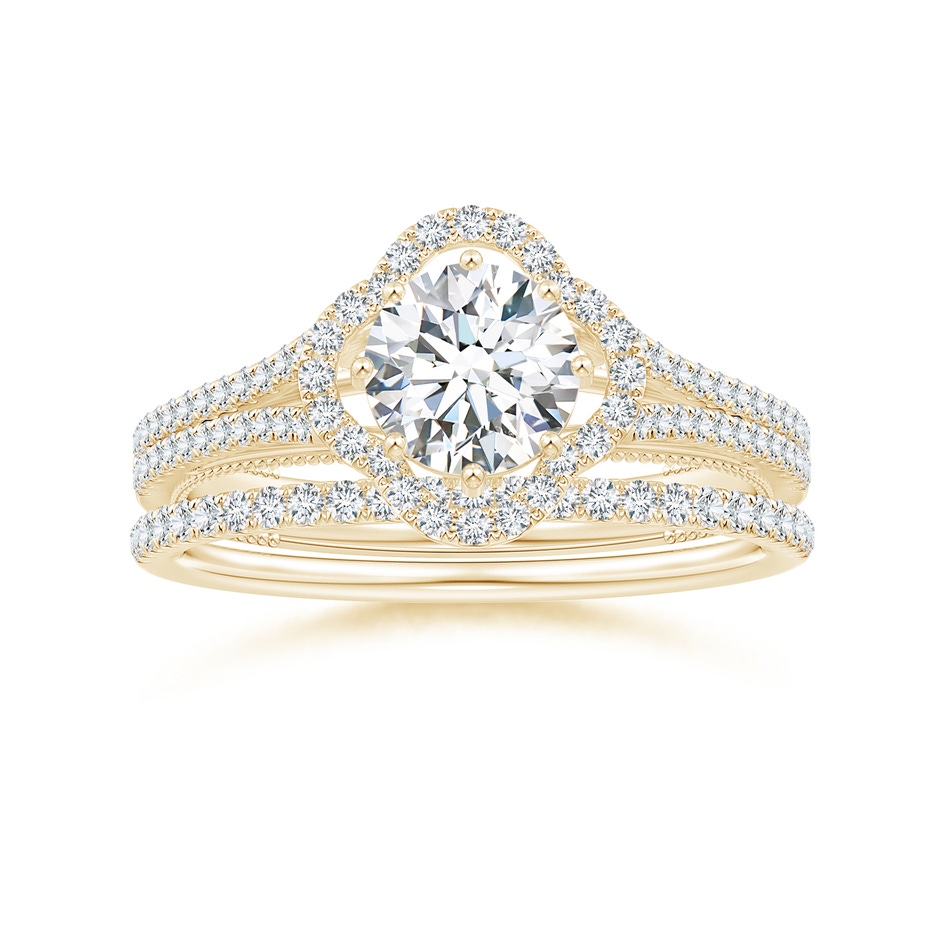 1.1mm GVS2 Aeon Vintage Style Pave-Set Diamond Half Eternity Wedding Band in Yellow Gold side-3