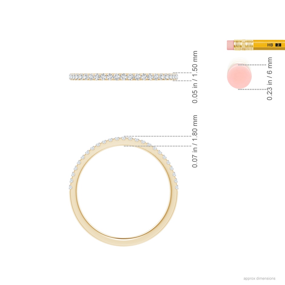 1.1mm GVS2 Aeon Vintage Style Pave-Set Diamond Half Eternity Wedding Band in Yellow Gold ruler
