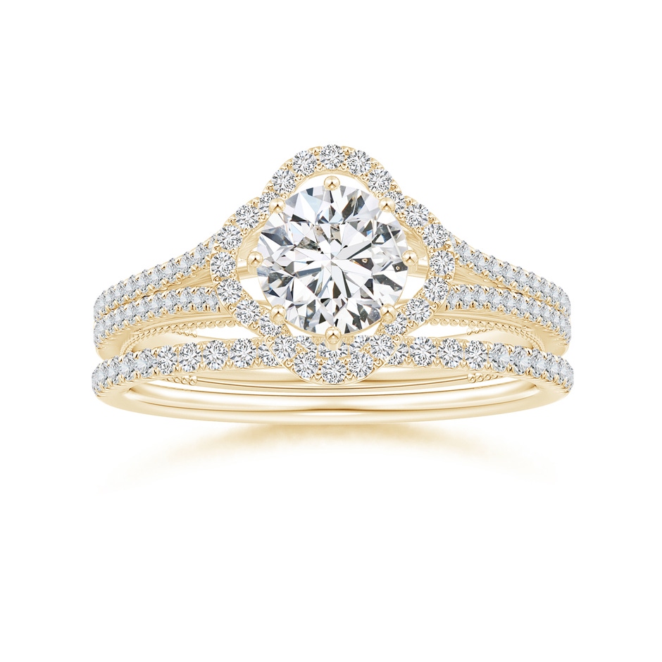 1.1mm HSI2 Aeon Vintage Style Pave-Set Diamond Half Eternity Wedding Band in Yellow Gold side-3