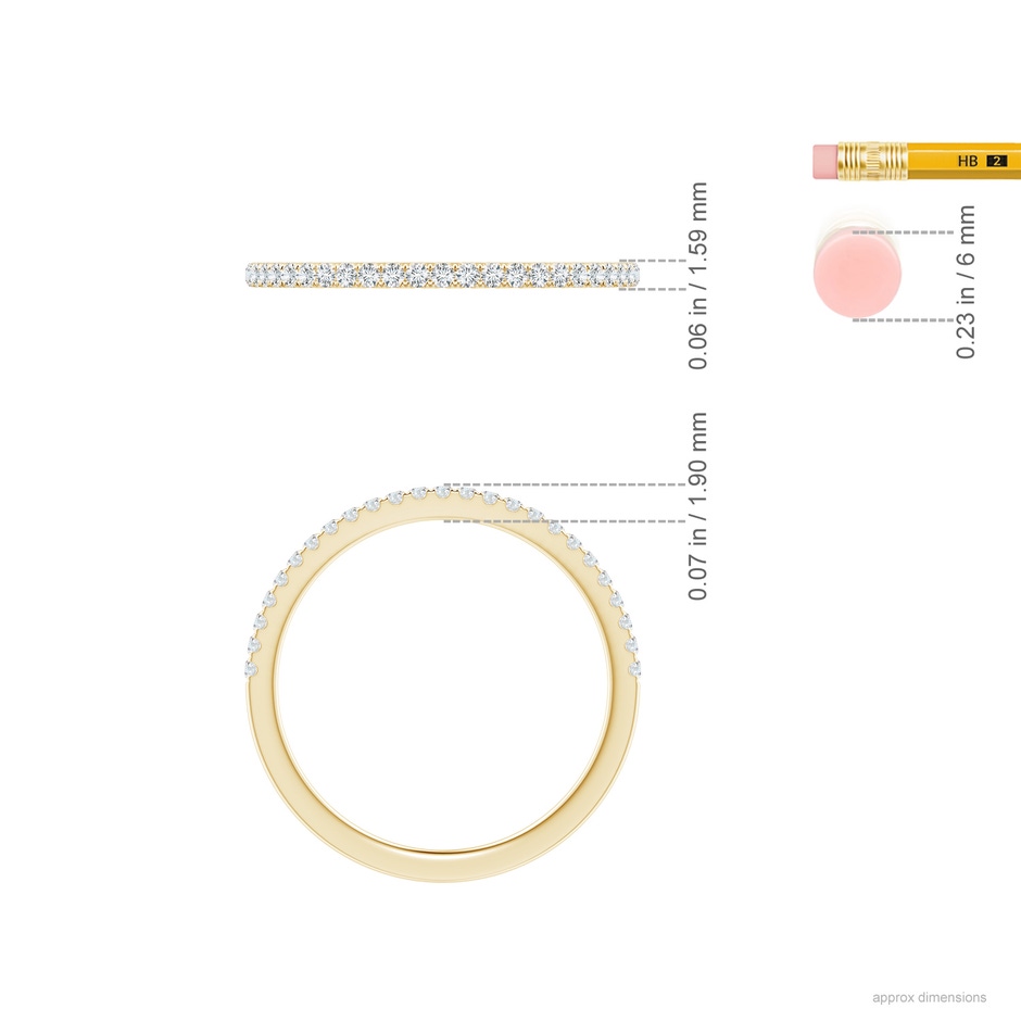 1.2mm GVS2 Aeon Vintage Style Pave-Set Diamond Half Eternity Wedding Band in 18K Yellow Gold ruler
