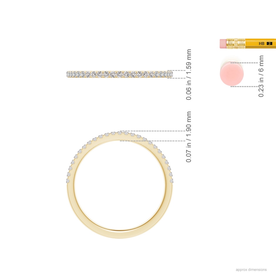 1.2mm IJI1I2 Aeon Vintage Style Pave-Set Diamond Half Eternity Wedding Band in 18K Yellow Gold ruler