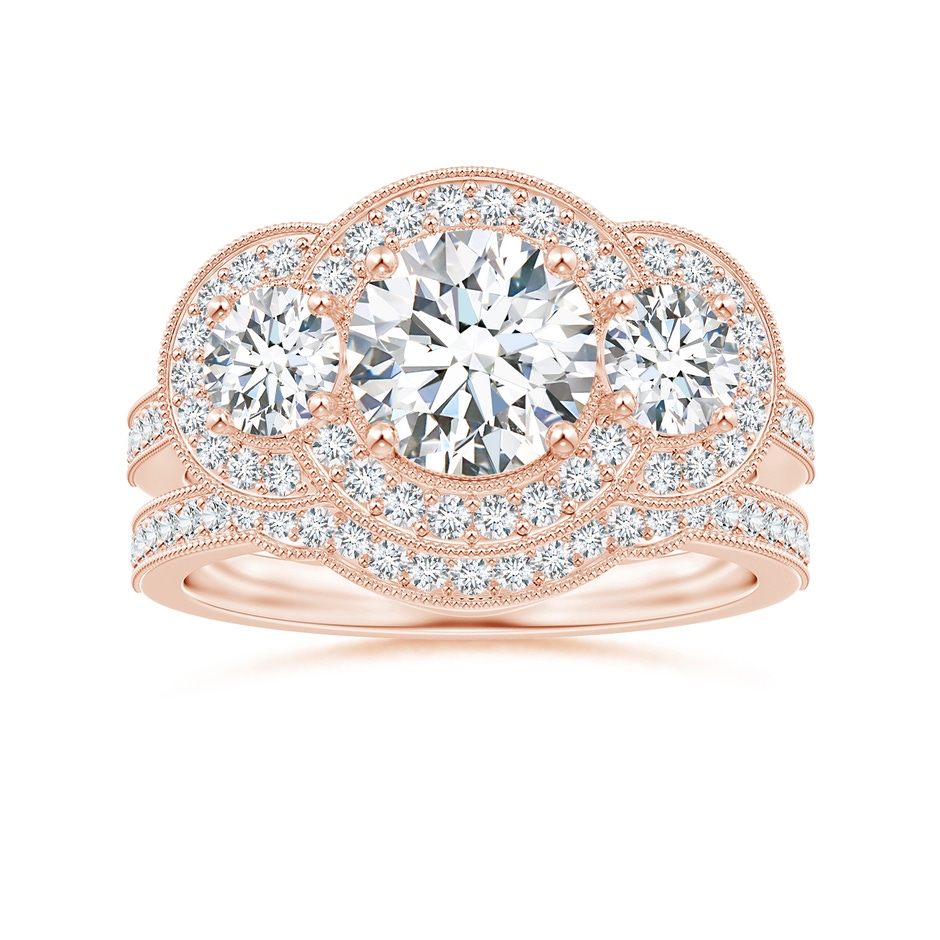 1.1mm GVS2 Aeon Vintage Inspired Diamond Contour Wedding Band with Milgrain in 18K Rose Gold side-3