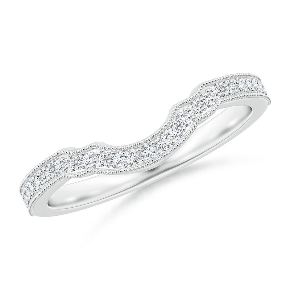 1.1mm GVS2 Aeon Vintage Inspired Diamond Contour Wedding Band with Milgrain in 18K White Gold 