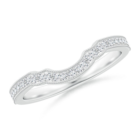 1.1mm GVS2 Aeon Vintage Inspired Diamond Contour Wedding Band with Milgrain in 18K White Gold