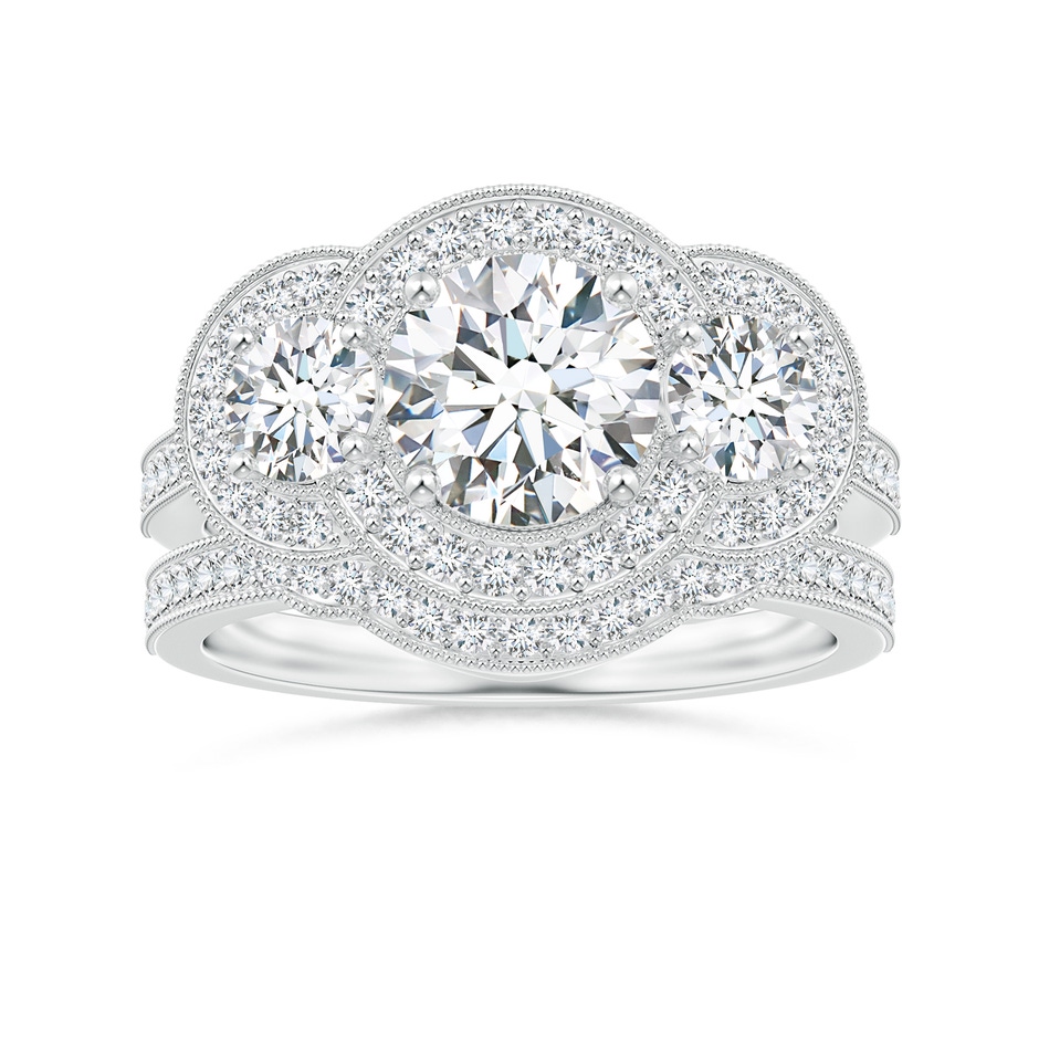 1.1mm GVS2 Aeon Vintage Inspired Diamond Contour Wedding Band with Milgrain in 18K White Gold side-3
