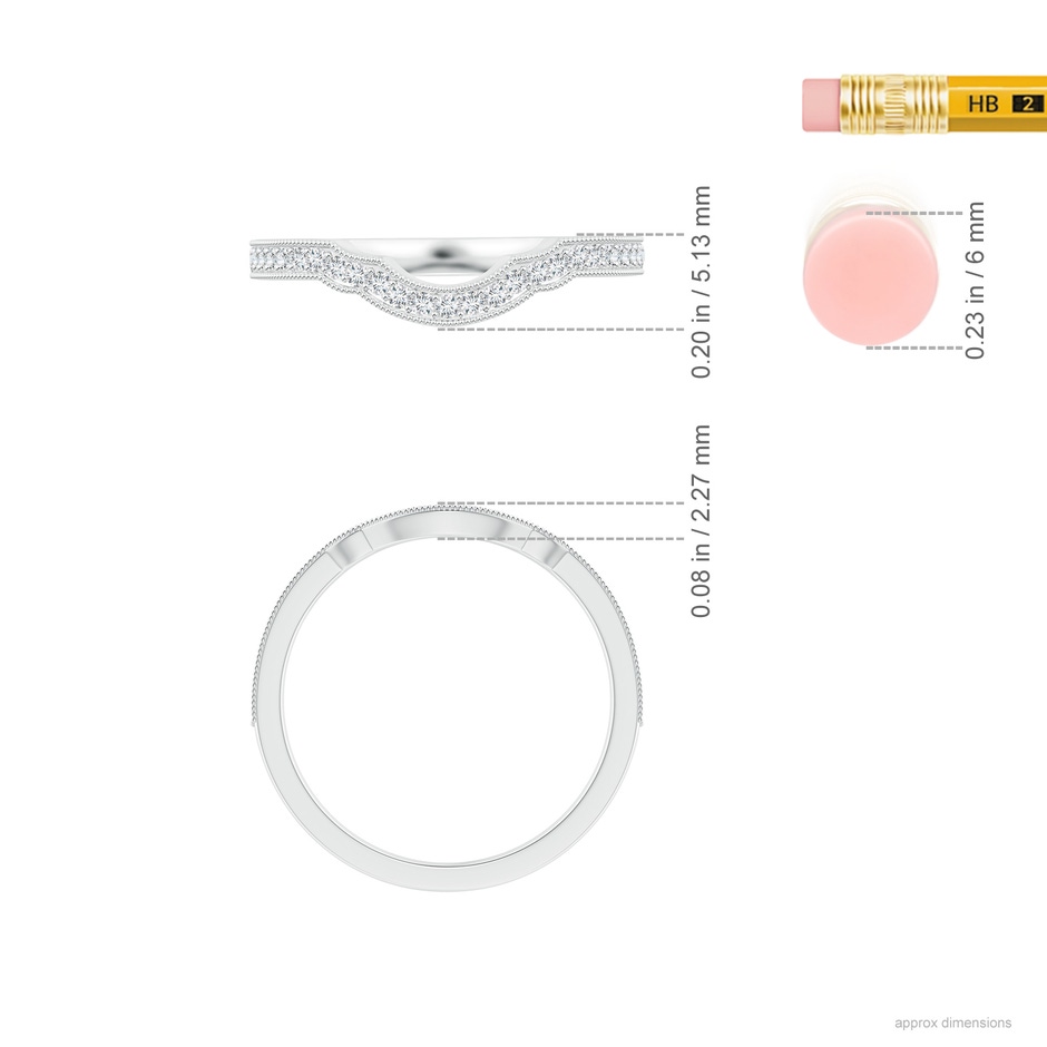 1.1mm GVS2 Aeon Vintage Inspired Diamond Contour Wedding Band with Milgrain in 18K White Gold ruler
