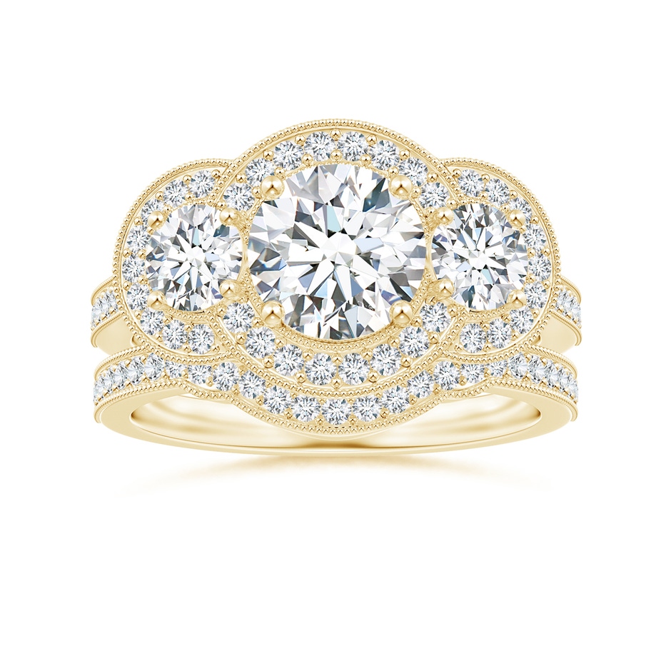 1.1mm GVS2 Aeon Vintage Inspired Diamond Contour Wedding Band with Milgrain in 18K Yellow Gold side-3