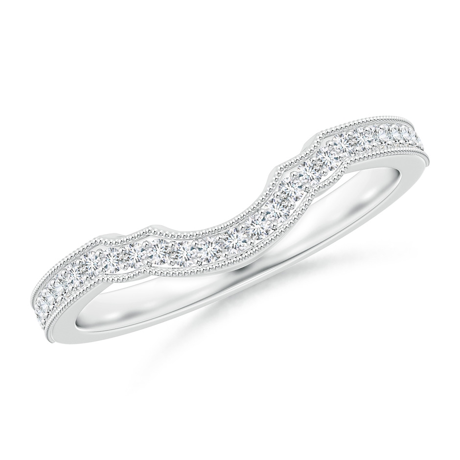 1.1mm GVS2 Aeon Vintage Inspired Diamond Contour Wedding Band with Milgrain in White Gold 