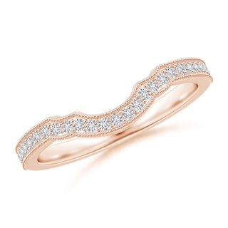 1.1mm HSI2 Aeon Vintage Inspired Diamond Contour Wedding Band with Milgrain in Rose Gold