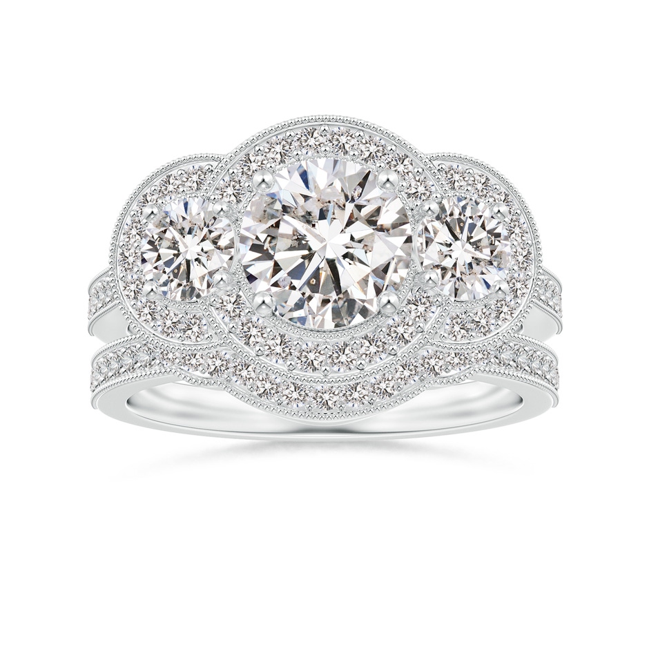 1.1mm IJI1I2 Aeon Vintage Inspired Diamond Contour Wedding Band with Milgrain in 18K White Gold side-3