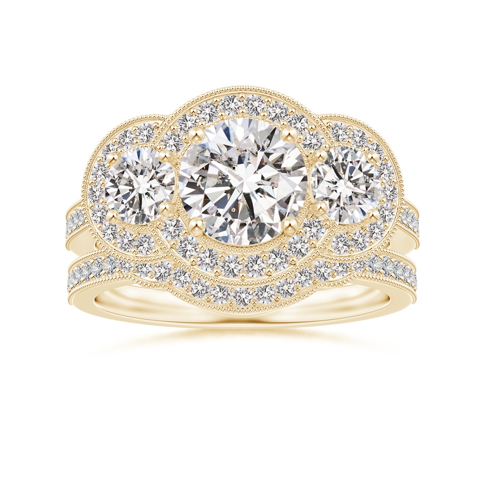 1.1mm IJI1I2 Aeon Vintage Inspired Diamond Contour Wedding Band with Milgrain in Yellow Gold side-3