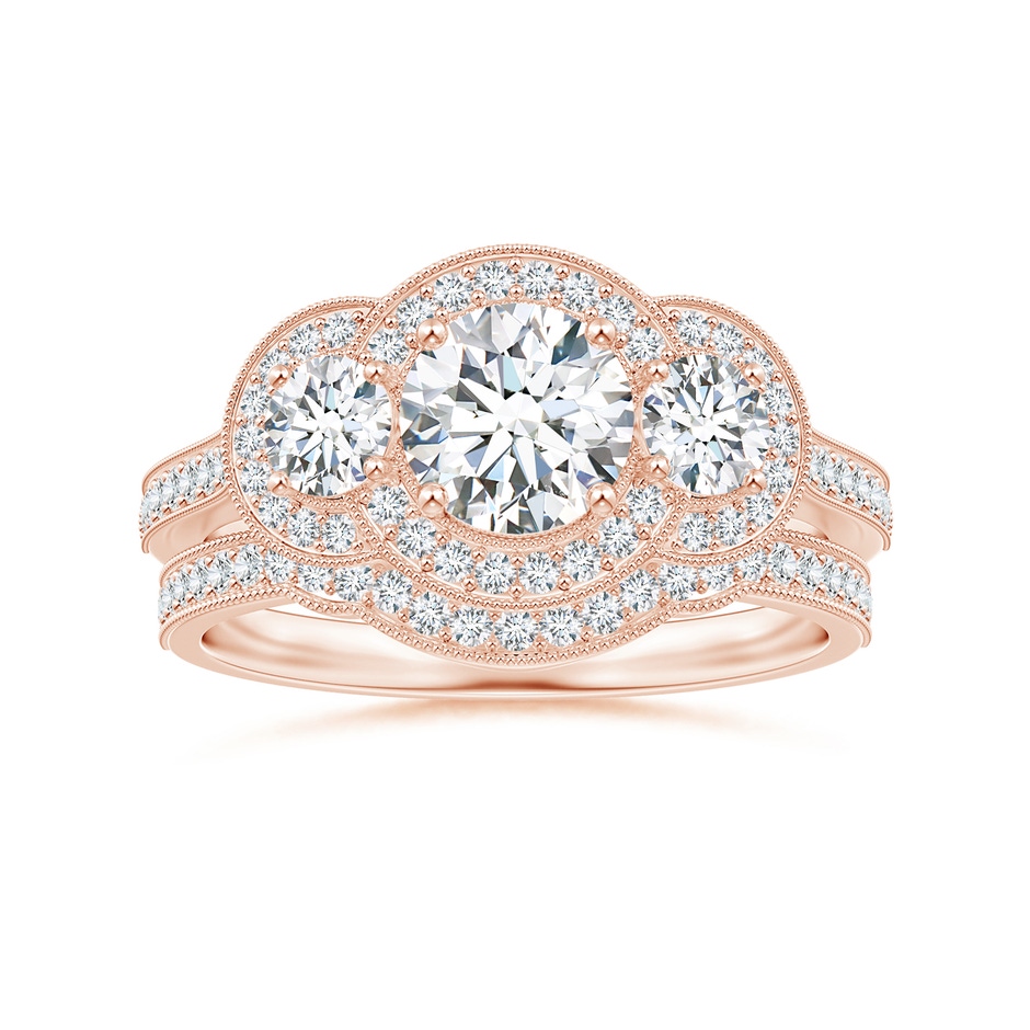 1mm GVS2 Aeon Vintage Inspired Diamond Contour Wedding Band with Milgrain in 18K Rose Gold side-3