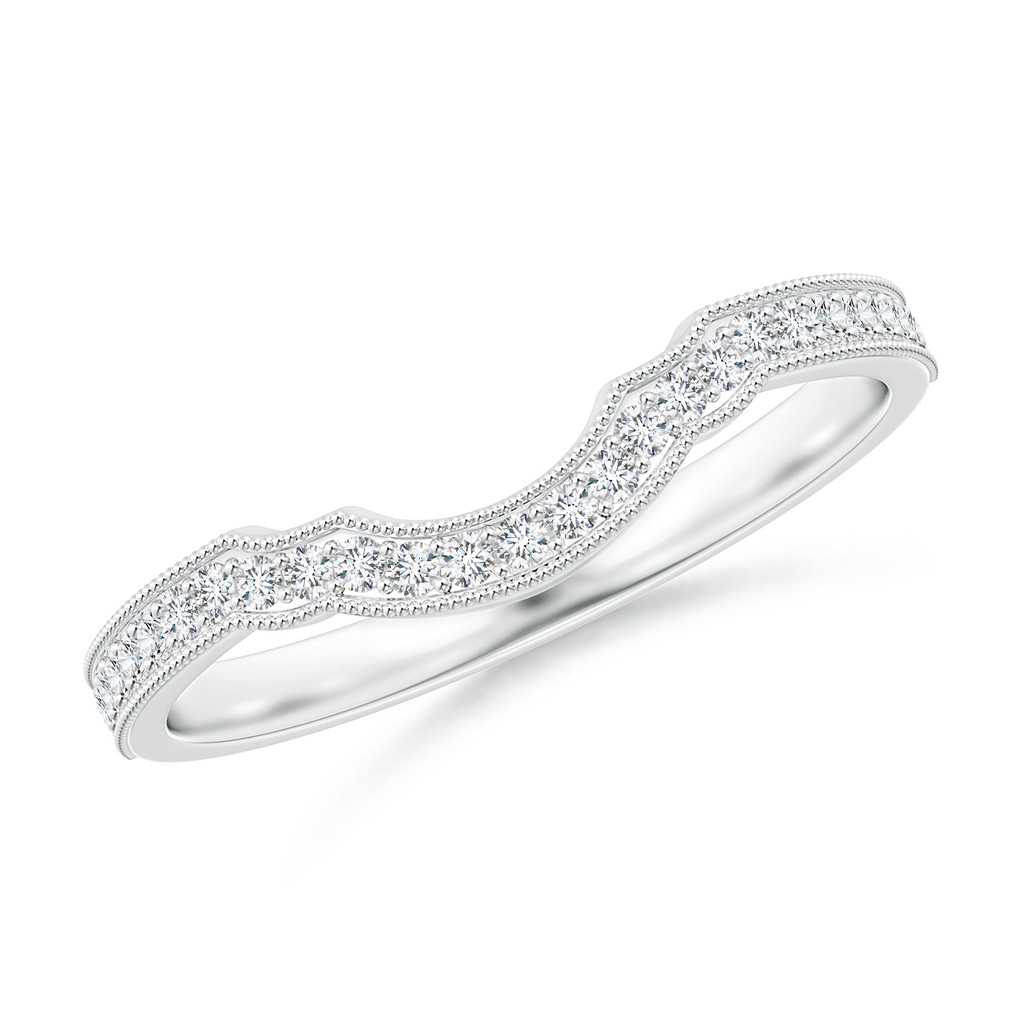 1mm GVS2 Aeon Vintage Inspired Diamond Contour Wedding Band with Milgrain in 18K White Gold