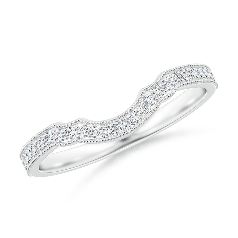 1mm GVS2 Aeon Vintage Inspired Diamond Contour Wedding Band with Milgrain in 18K White Gold 