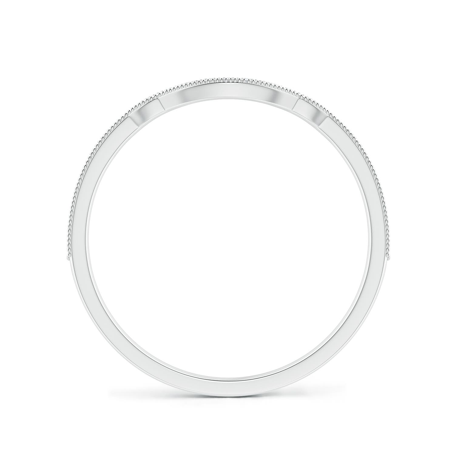 1mm GVS2 Aeon Vintage Inspired Diamond Contour Wedding Band with Milgrain in 18K White Gold - side 2