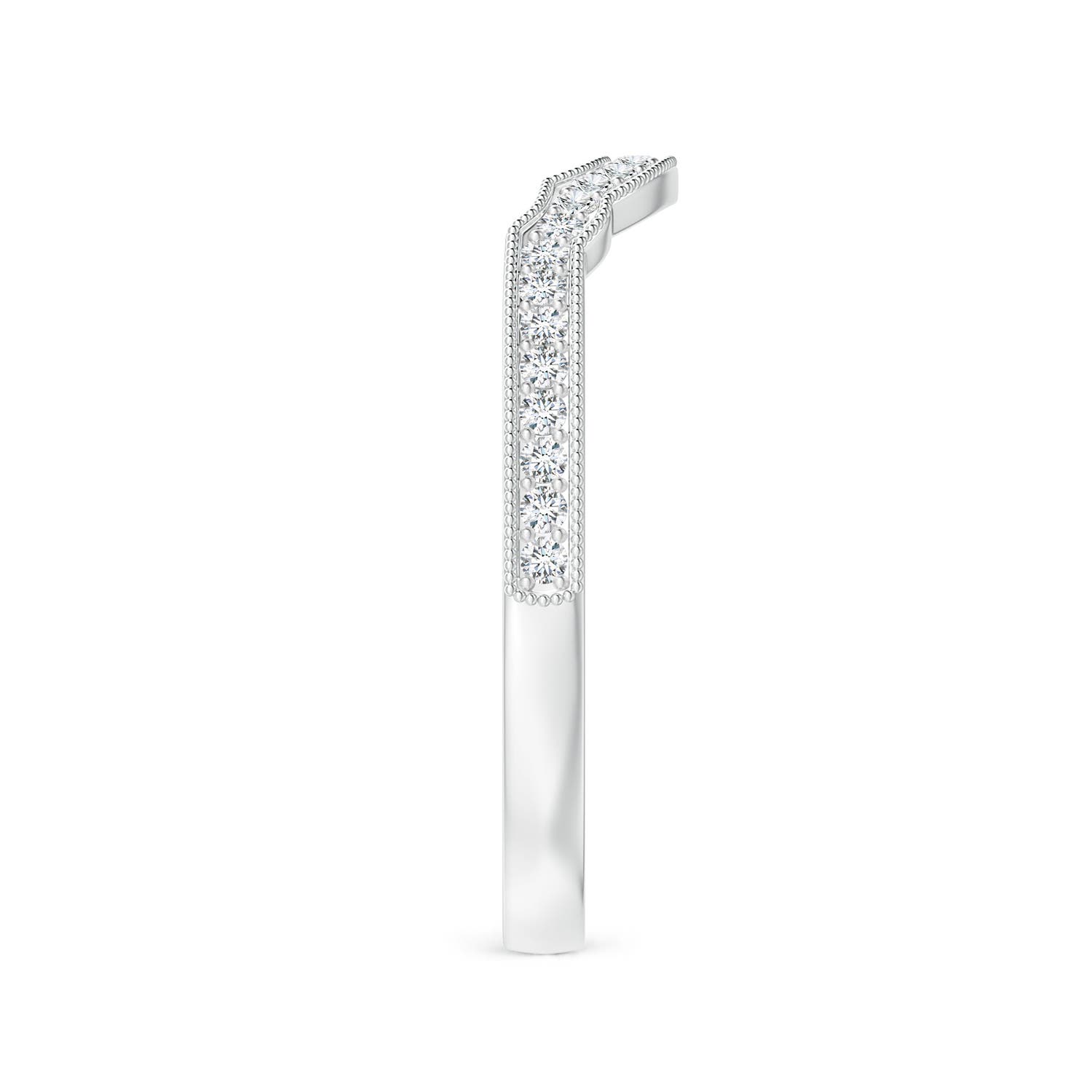 1mm GVS2 Aeon Vintage Inspired Diamond Contour Wedding Band with Milgrain in 18K White Gold - side 3