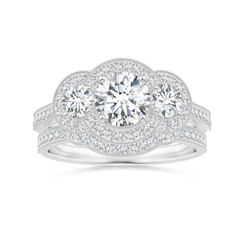 1mm GVS2 Aeon Vintage Inspired Diamond Contour Wedding Band with Milgrain in 9K White Gold side-3