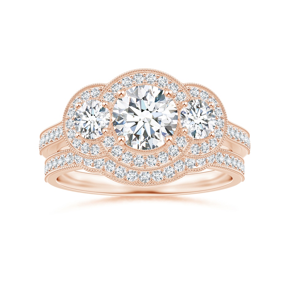 1mm GVS2 Aeon Vintage Inspired Diamond Contour Wedding Band with Milgrain in Rose Gold side-3