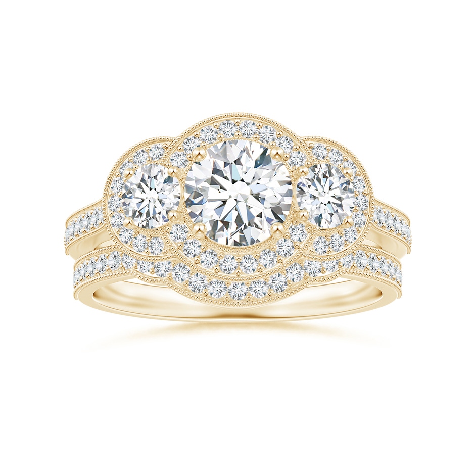 1mm GVS2 Aeon Vintage Inspired Diamond Contour Wedding Band with Milgrain in Yellow Gold side-3