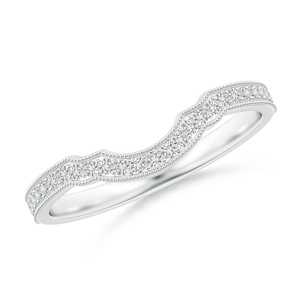 1mm HSI2 Aeon Vintage Inspired Diamond Contour Wedding Band with Milgrain in 18K White Gold