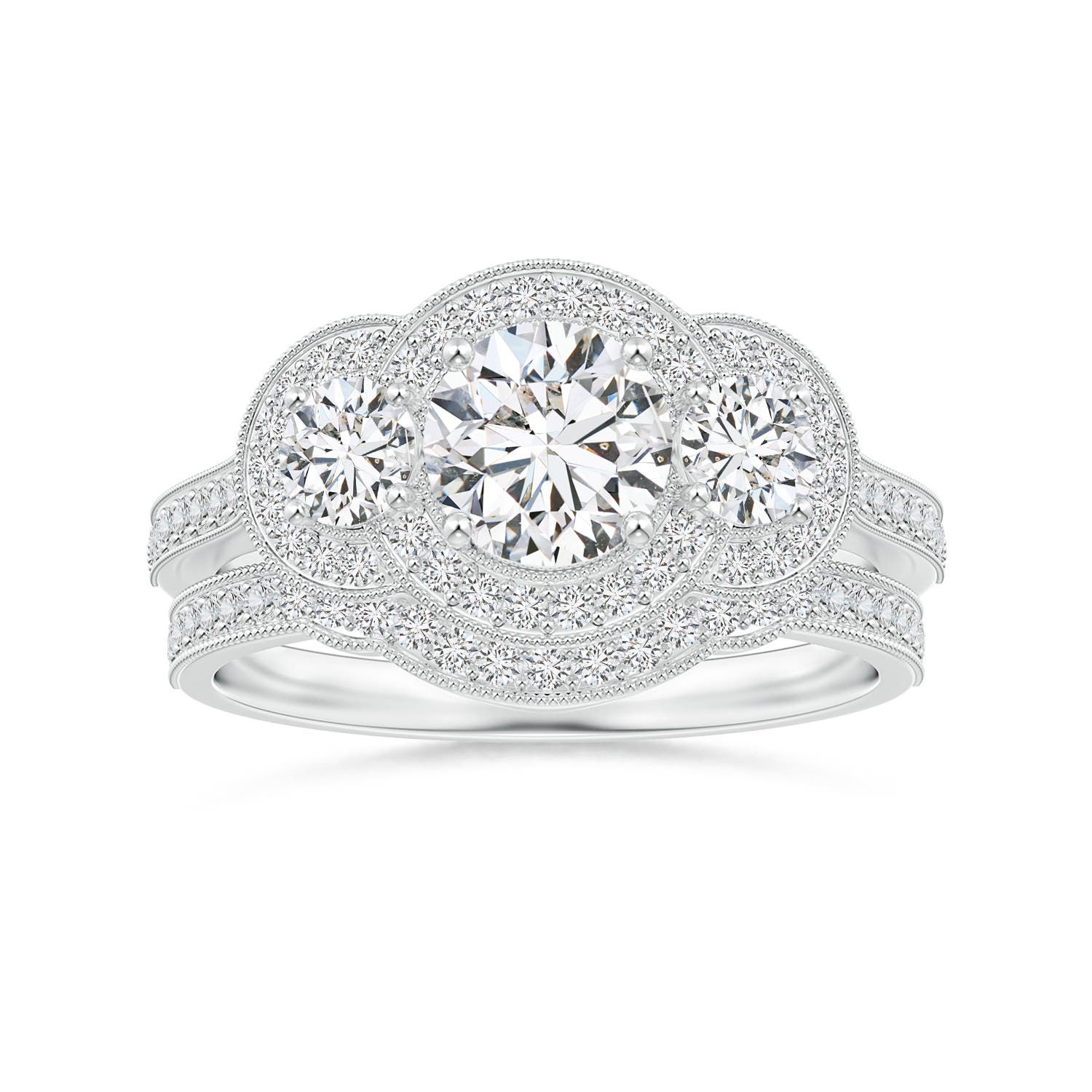 1mm HSI2 Aeon Vintage Inspired Diamond Contour Wedding Band with Milgrain in 18CT White Gold - side 4