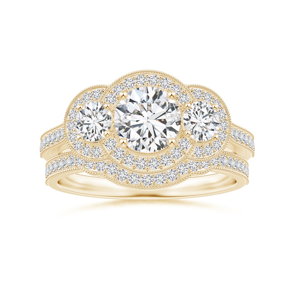 1mm HSI2 Aeon Vintage Inspired Diamond Contour Wedding Band with Milgrain in 9K Yellow Gold side-3