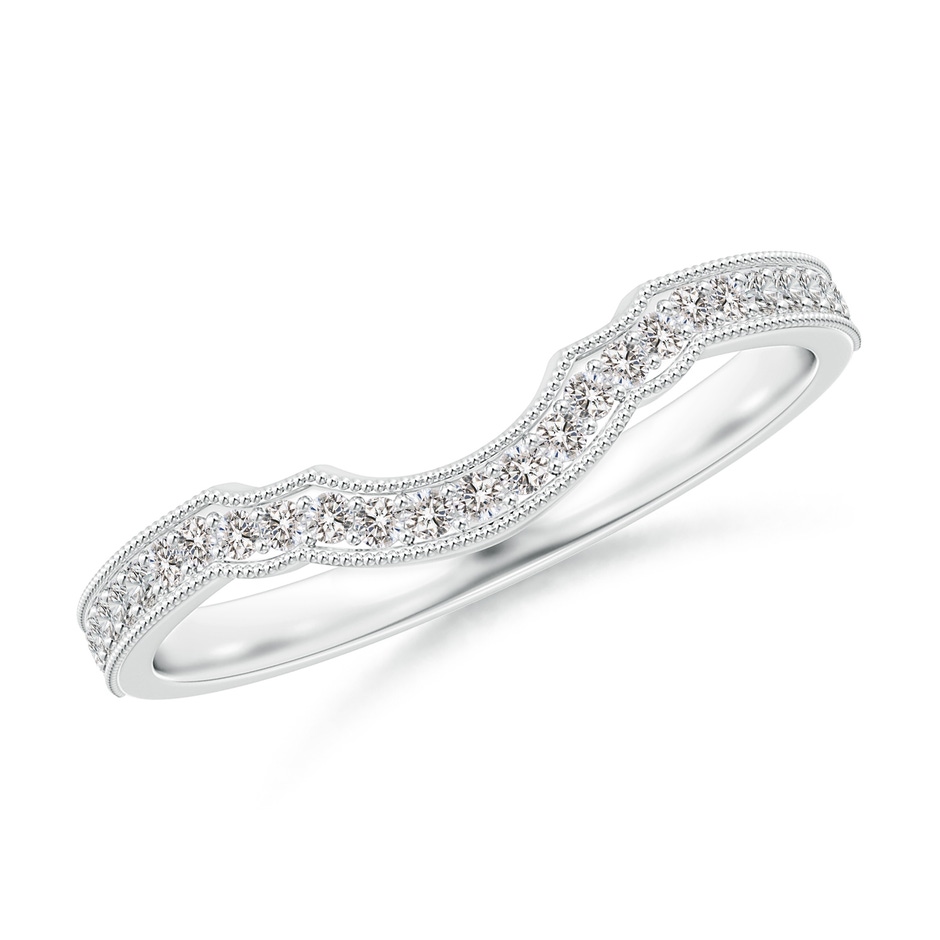 1mm IJI1I2 Aeon Vintage Inspired Diamond Contour Wedding Band with Milgrain in 9K White Gold 