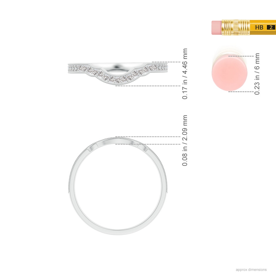 1mm IJI1I2 Aeon Vintage Inspired Diamond Contour Wedding Band with Milgrain in 9K White Gold ruler
