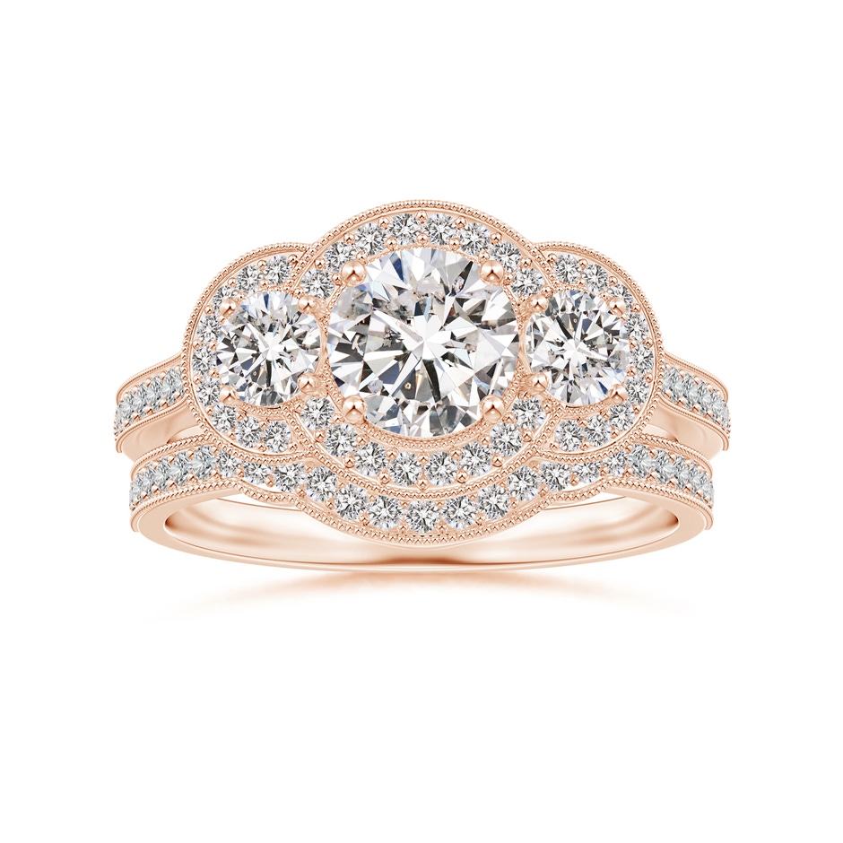 1mm IJI1I2 Aeon Vintage Inspired Diamond Contour Wedding Band with Milgrain in Rose Gold side-3