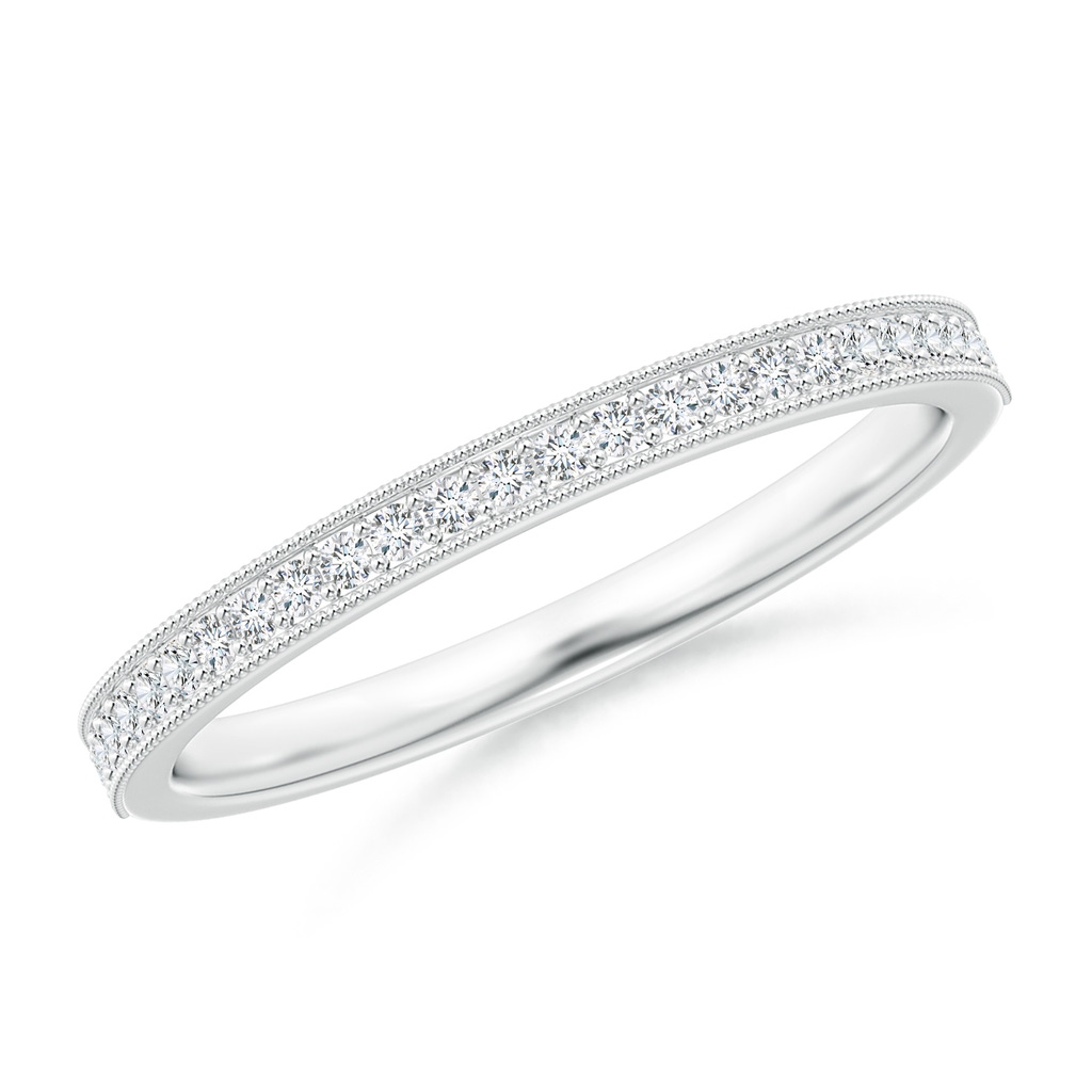 1.1mm GVS2 Aeon Vintage Style Pave-Set Diamond Wedding Band with Milgrain in 18K White Gold