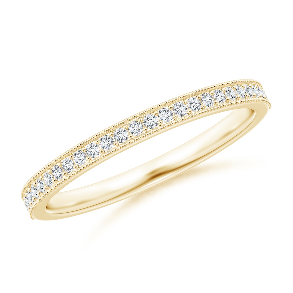 1.1mm GVS2 Aeon Vintage Style Pave-Set Diamond Wedding Band with Milgrain in 18K Yellow Gold