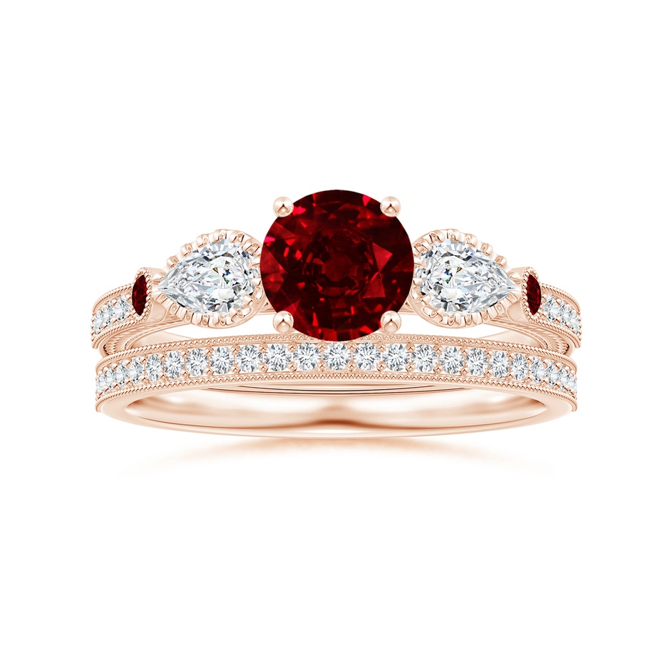 1.1mm GVS2 Aeon Vintage Style Pave-Set Diamond Wedding Band with Milgrain in Rose Gold side-3