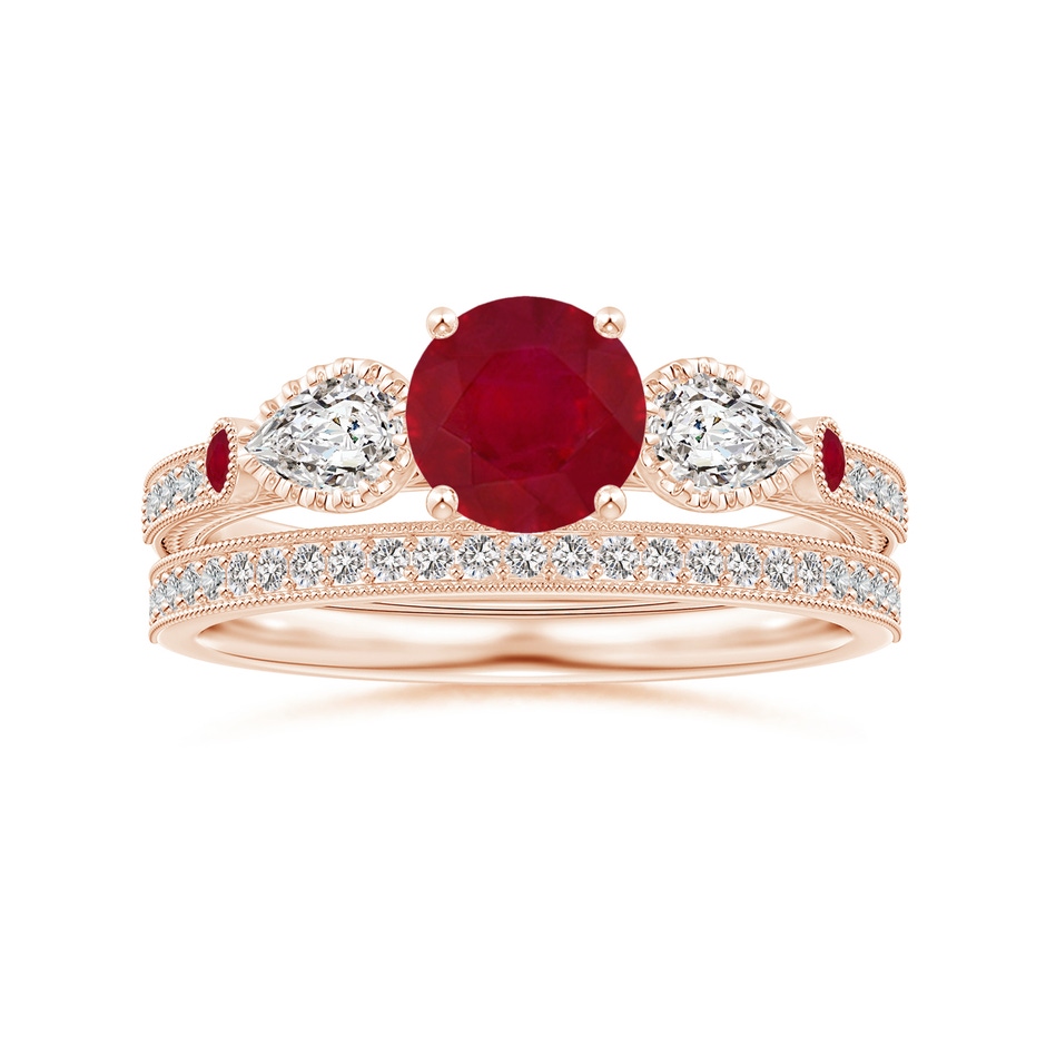 1.1mm IJI1I2 Aeon Vintage Style Pave-Set Diamond Wedding Band with Milgrain in Rose Gold side-3