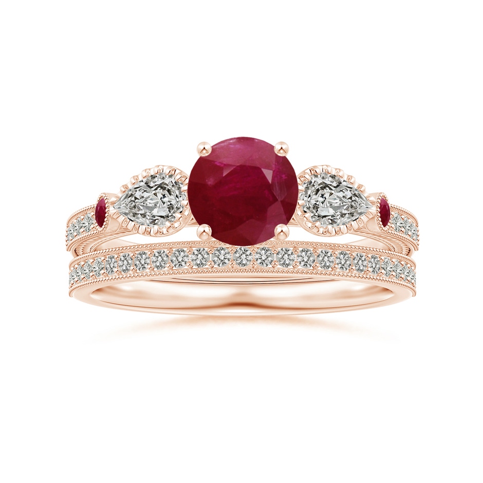 1.1mm KI3 Aeon Vintage Style Pave-Set Diamond Wedding Band with Milgrain in Rose Gold side-3