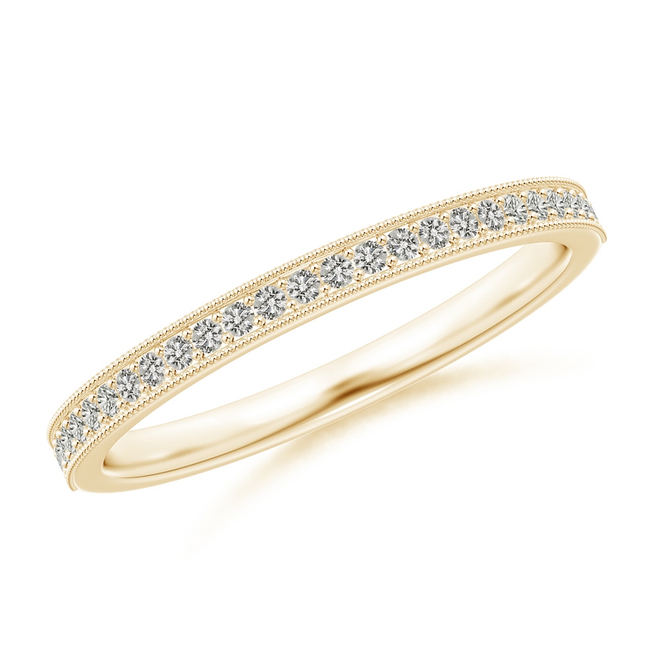 1.1mm KI3 Aeon Vintage Style Pave-Set Diamond Wedding Band with Milgrain in Yellow Gold 