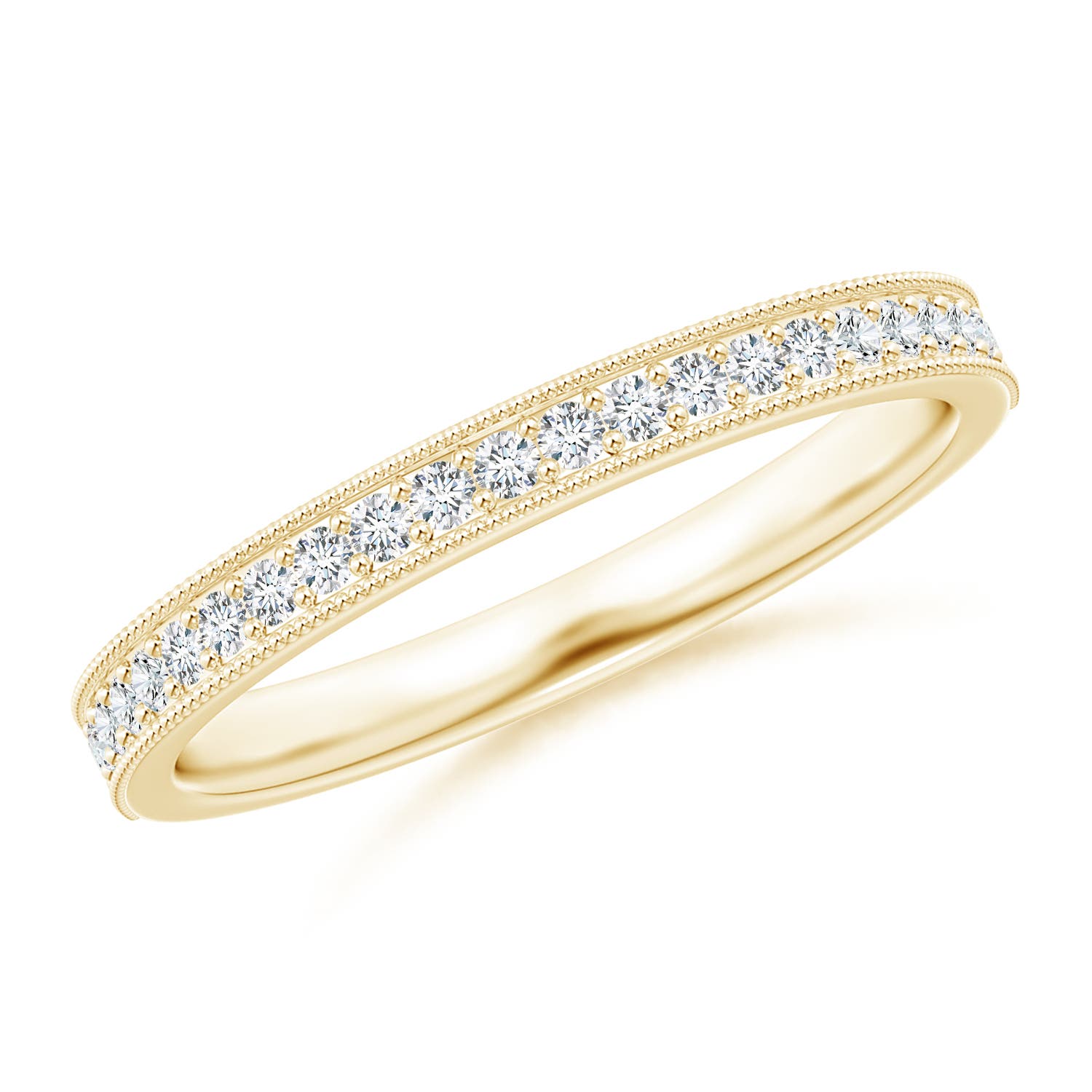1.2mm GVS2 Aeon Vintage Style Pave-Set Diamond Wedding Band with Milgrain in 18CT Yellow Gold