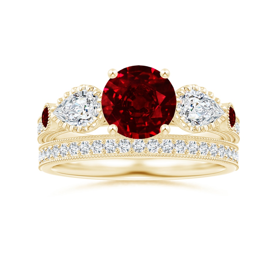 1.2mm GVS2 Aeon Vintage Style Pave-Set Diamond Wedding Band with Milgrain in 18K Yellow Gold side-3