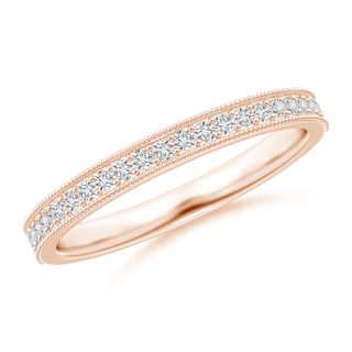 1.2mm HSI2 Aeon Vintage Style Pave-Set Diamond Wedding Band with Milgrain in Rose Gold