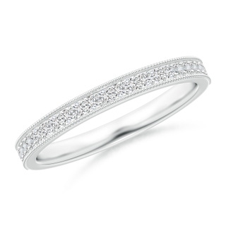 1.2mm HSI2 Aeon Vintage Style Pave-Set Diamond Wedding Band with Milgrain in White Gold