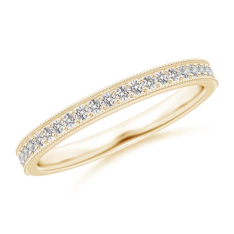 1.2mm IJI1I2 Aeon Vintage Style Pave-Set Diamond Wedding Band with Milgrain in Yellow Gold 