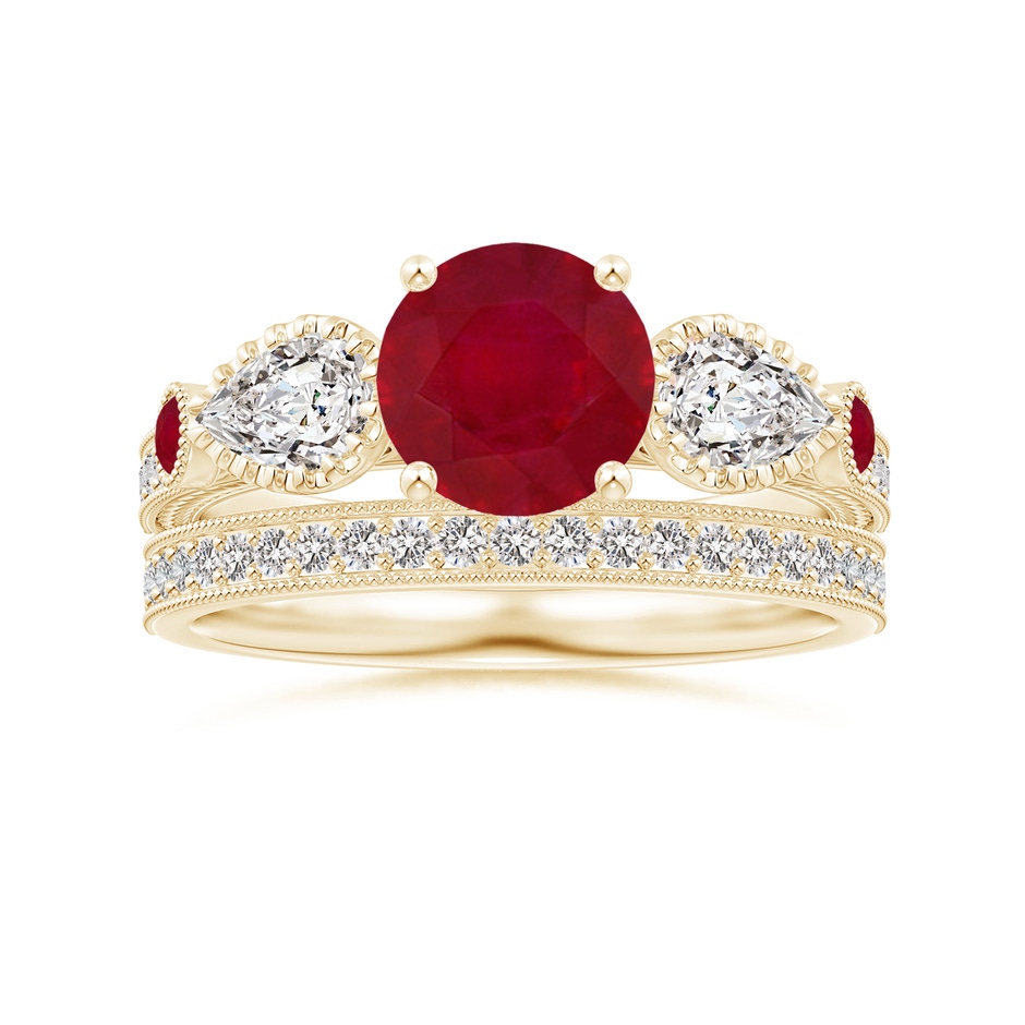1.2mm IJI1I2 Aeon Vintage Style Pave-Set Diamond Wedding Band with Milgrain in Yellow Gold side-3