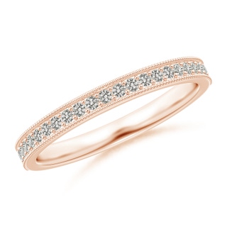 1.2mm KI3 Aeon Vintage Style Pave-Set Diamond Wedding Band with Milgrain in Rose Gold